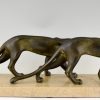 Art Deco sculpture of two panthers