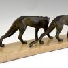 Art Deco sculpture of two panthers