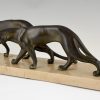 Art Deco sculpture of two panthers