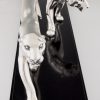 Art Deco silvered sculpture of two panthers