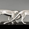 Art Deco silvered sculpture of two panthers