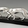 Art Deco silvered sculpture of two panthers