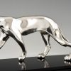 Art Deco silvered sculpture of two panthers