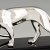 Art Deco silvered sculpture of two panthers