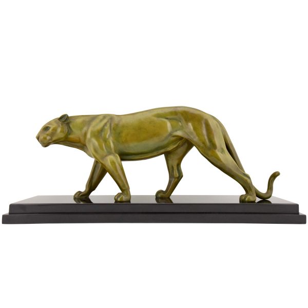 Art Deco bronze sculpture of a panther