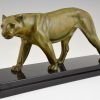 Art Deco bronze sculpture of a panther