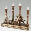 Art Deco lamp met wagenmenner en paarden