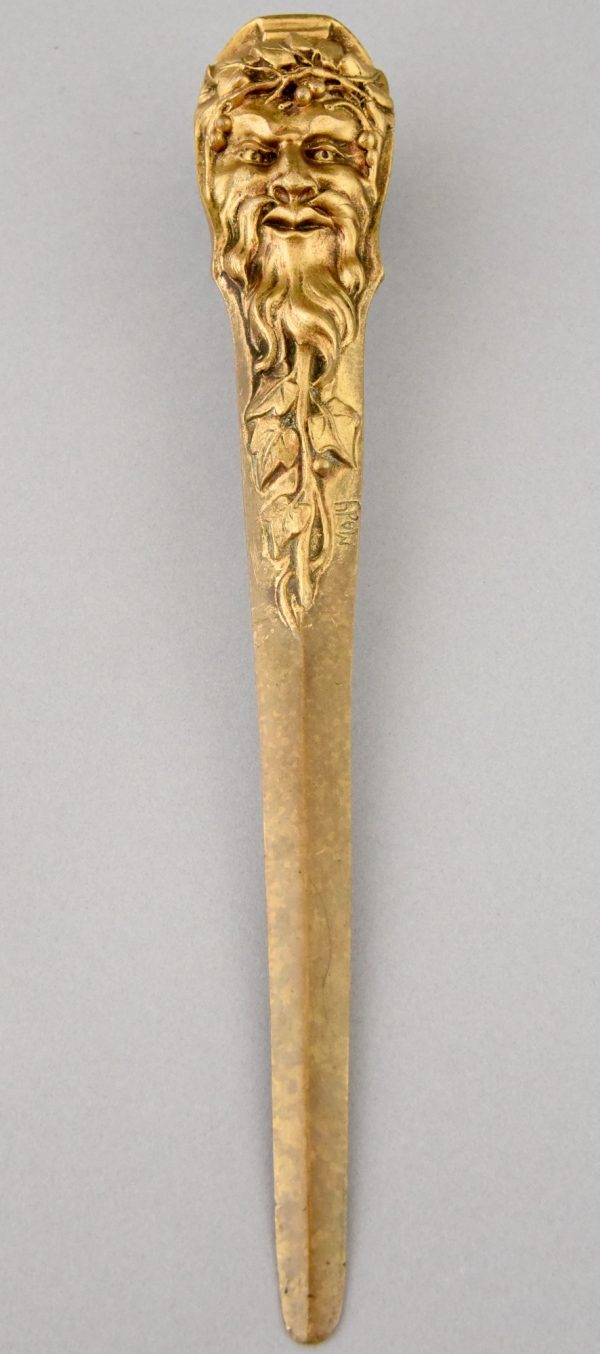 Jugendstil bronzen briefopener met sater