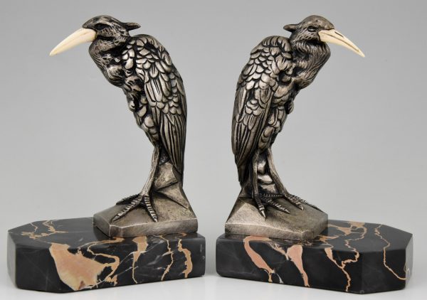 Art Deco bronze heron bookends