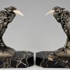 Art Deco bronzen boekensteunen reigers