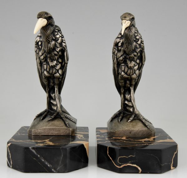 Art Deco bronze heron bookends