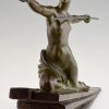 Amazon, Art Deco bronze sculpture of a nude with spear