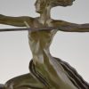 Amazone, Art Deco sculpture bronze femme nue à la lance.