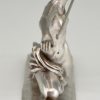 Amazon Art Deco silvered bronze sculpture of a nude with spear