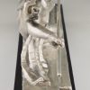 Amazone, Art Deco Bronze Skulptur Frauenakt mit Speer