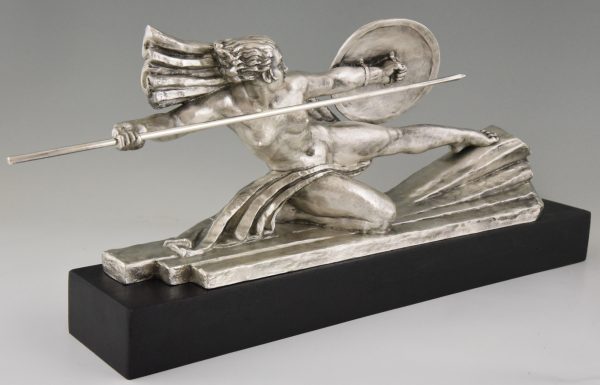 Amazone, Art Deco bronze sculpture female nude warrior