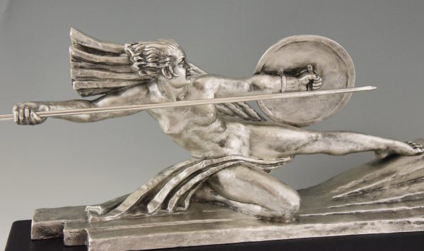 Amazone, Art Deco bronze sculpture female nude warrior
