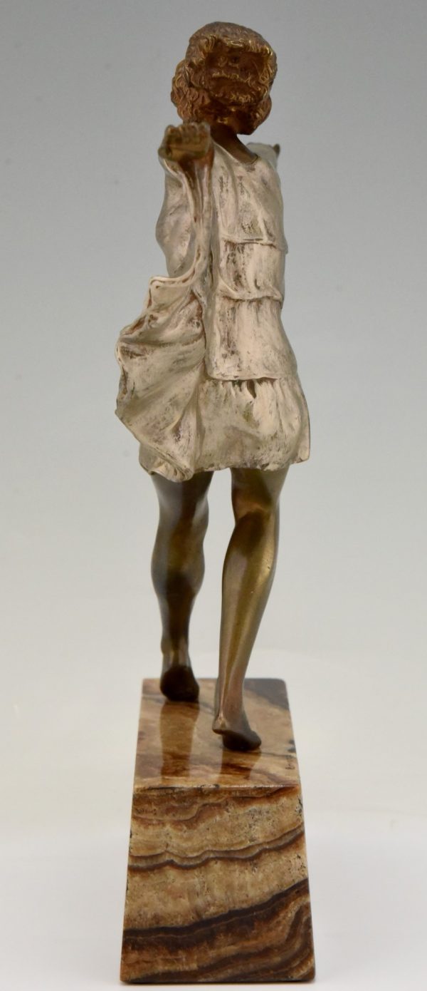 Art Deco bronze sculpture dancer with butterfly dress