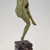 Art Deco Bronze Skulptur Frauenakt Tanzerin mit Fächer