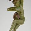 Art Deco bronze sculpture nude dancer with fan and hat