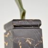 Art Deco bronzen sculptuur dansend naakt met waaier