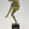 Art Deco bronze sculpture danseuse nue à l’eventail