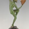 Art Deco sculpture bronze danseuse nue a l’éventail