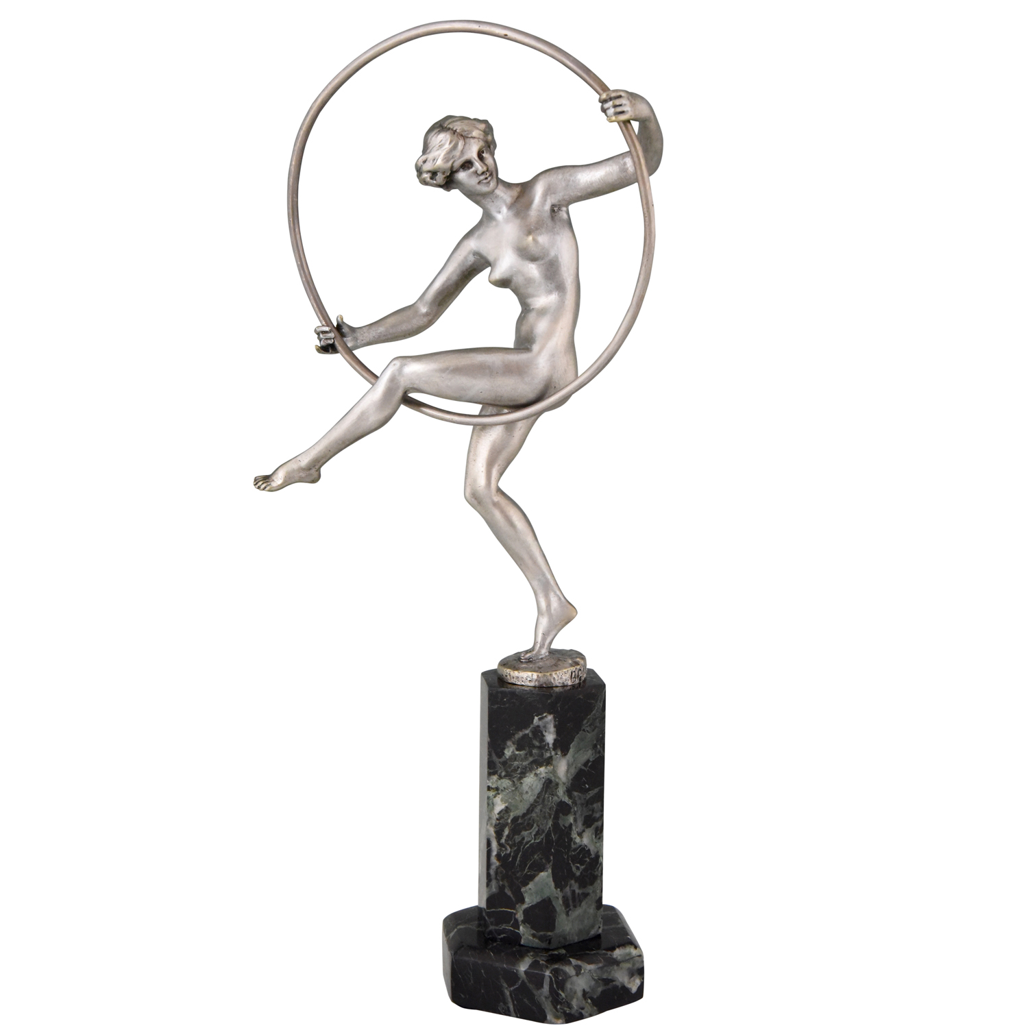 Art Deco sculpture bronze femme nue au cerceau Art Deco sculpture bronze femme nue au cerceau