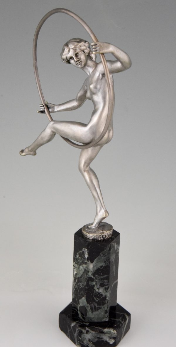 Art Deco Bronze Skulptur Reifen Tänzerin