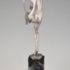 Art Deco bronzen sculptuur naakt met hoepel