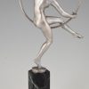Art Deco bronzen sculptuur naakt met hoepel