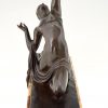 Art Deco bronzen sculptuur naakte vrouw met boog Diana