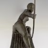 Art Deco Skulptur Frauenakt mit Bogen Penthesilia