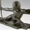 Art Deco bronzen sculptuur naakt met boog Penthesilia