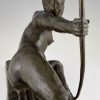Art Deco bronze sculpture nude with bow Penthesilia