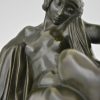 Art Deco Bronze Frauenakt mit Leier