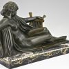 Art Deco Bronze Frauenakt mit Leier