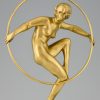 Art Deco gilt bronze nude hoop dancer