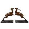 Art Deco serre livres bronze gazelles