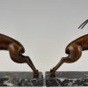 Art Deco serre livres bronze gazelles