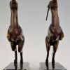 Art Deco bronze leaping gazelle bookends