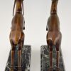 Art Deco bronze leaping gazelle bookends