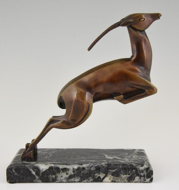 Art Deco serre livres bronze gazelles