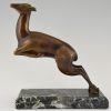 Art Deco bronze leaping gazelle bookends