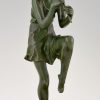Art Deco bronzen beeld 3 fluitspelende vrouwen
