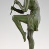 Art Deco bronze sculpture of 3 female flute players.  