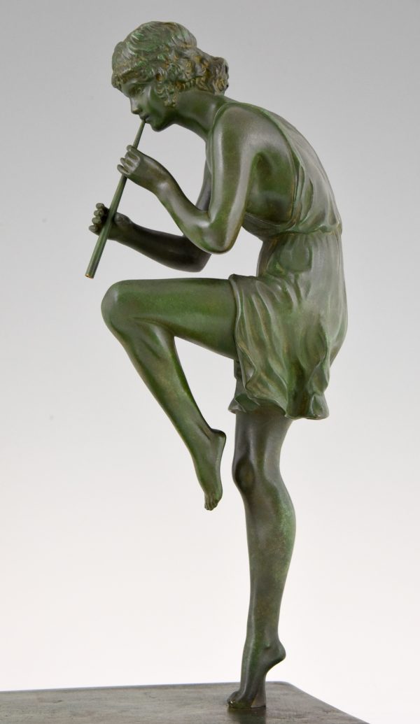 Art Deco Bronze Skulptur 3 Frauen mit Flöte