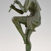 Art Deco Bronze Skulptur 3 Frauen mit Flöte