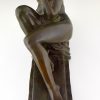 Art Deco sculpture bronze femme nue après le bain