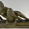Art Deco sculpture bronze femme nue après le bain